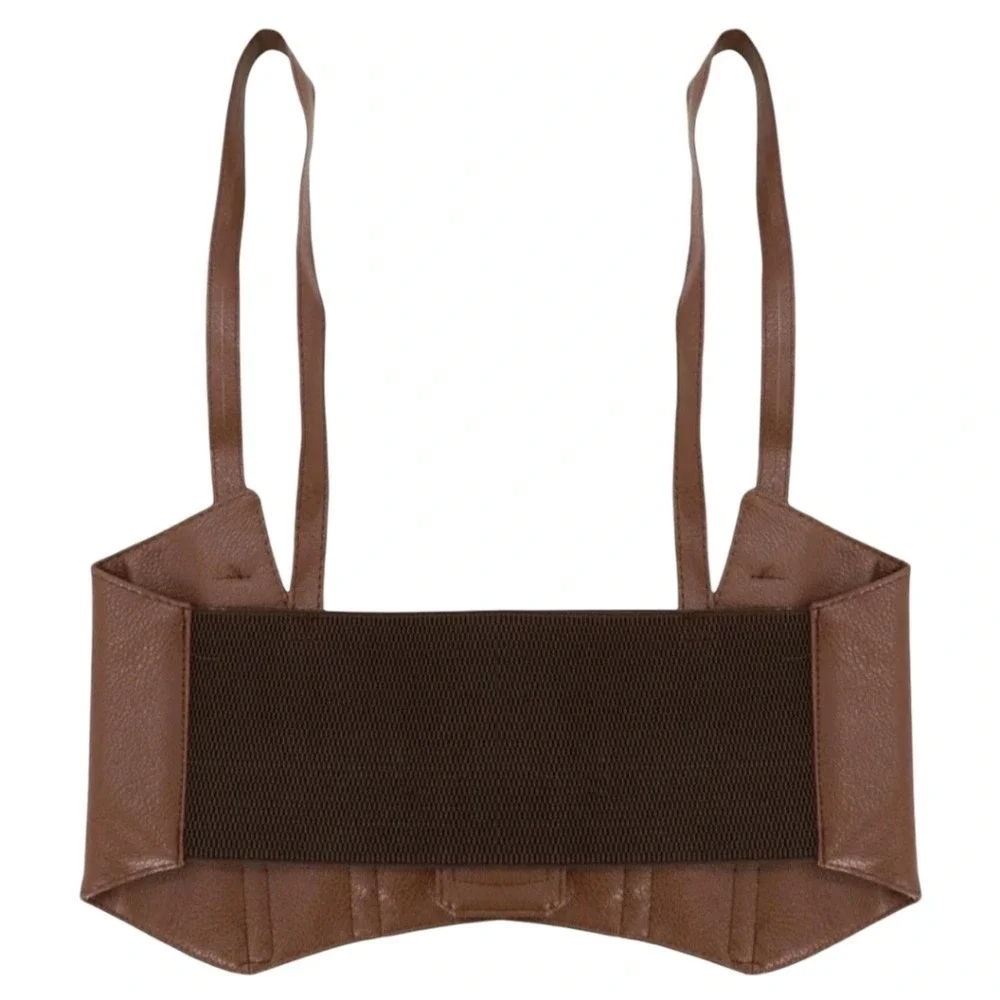 Western Corset brown faux leather body harness buckle suspenders steampunk belt